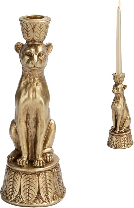 Candle Stick Holder Table Decor - Leopard Resin Modern Golden Candlestick Holder Coffee Table Dec... | Amazon (US)