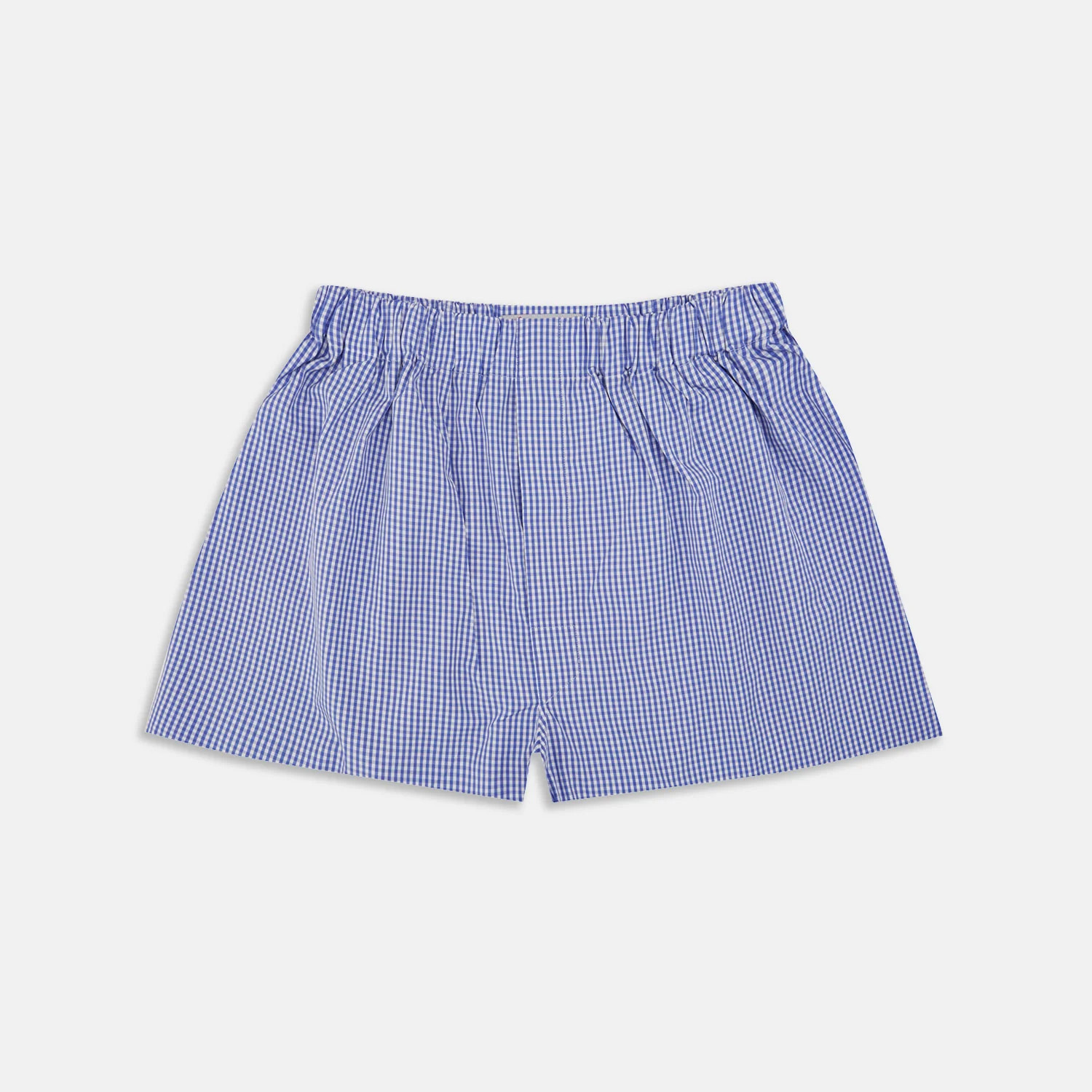 Mid-Blue Gingham Cotton Boxer Shorts | Turnbull & Asser