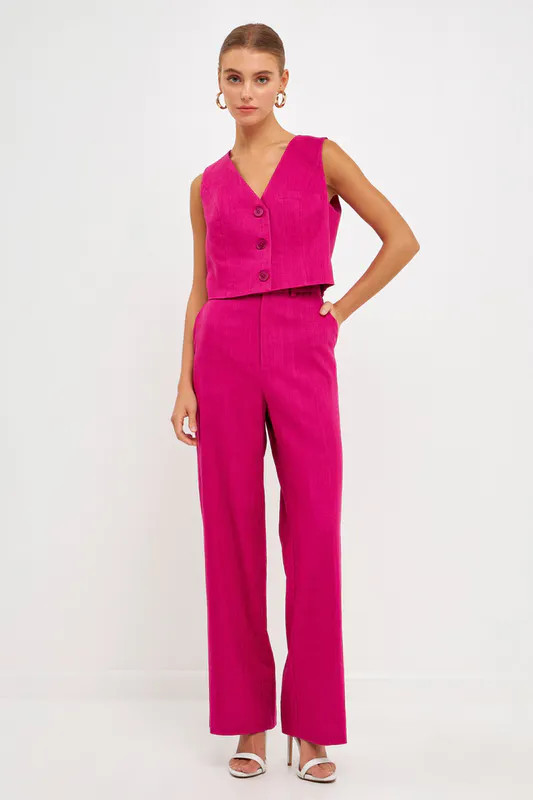 Endless Rose Cropped Linen Vest - Pink - S | Verishop