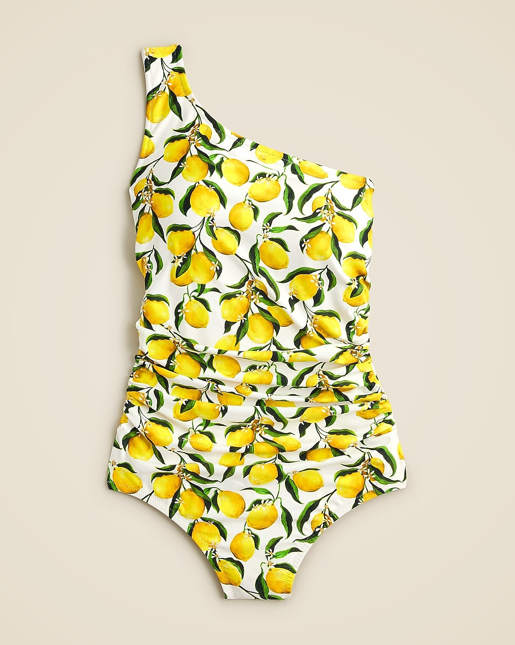 Ruched one-shoulder one-piece swimsuit in limoncello | J. Crew US
