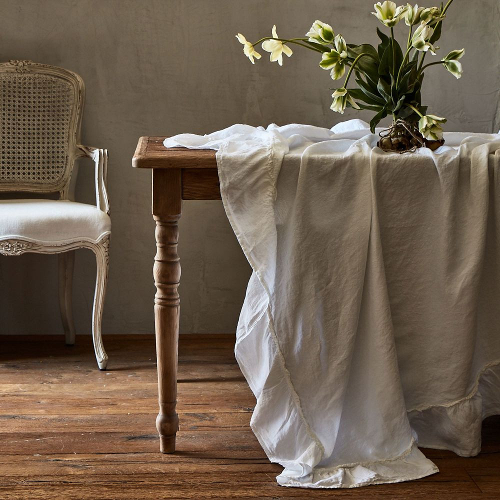 Linen Ruffle Tablecloth | GreenRow