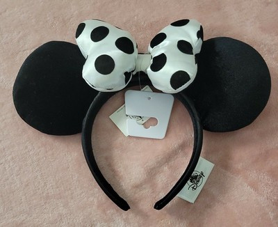 Disney Parks Minnie Mouse Ears Polka Dot Black White Spots Velvet 2021 Headband | eBay AU