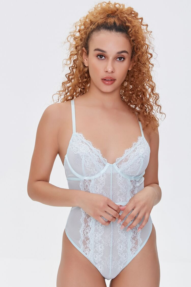 Sheer Lace-Trim Bodysuit | Forever 21 (US)