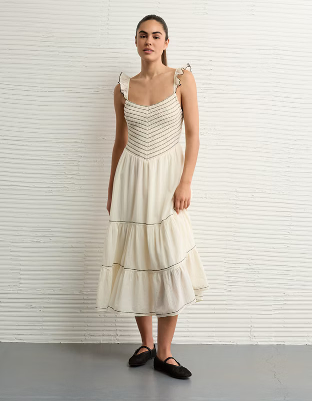 AE Bella Flutter Sleeve Midi Dress | American Eagle Outfitters (US & CA)