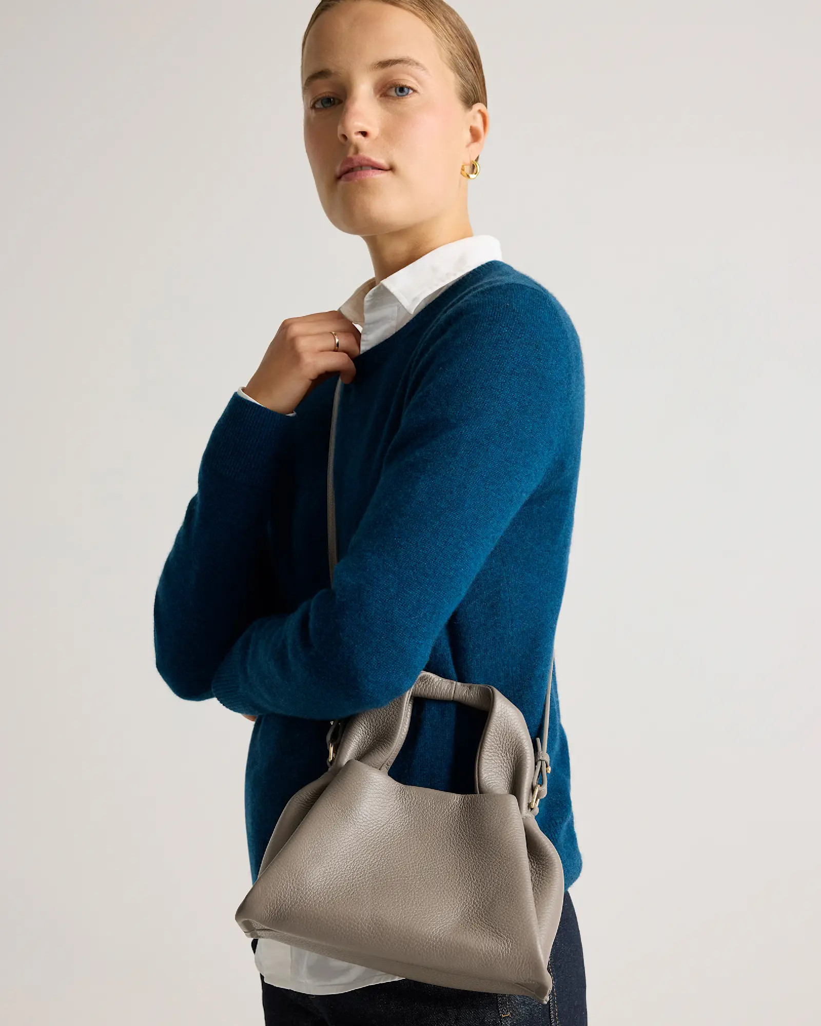 Italian Leather Trapeze Crossbody | Quince