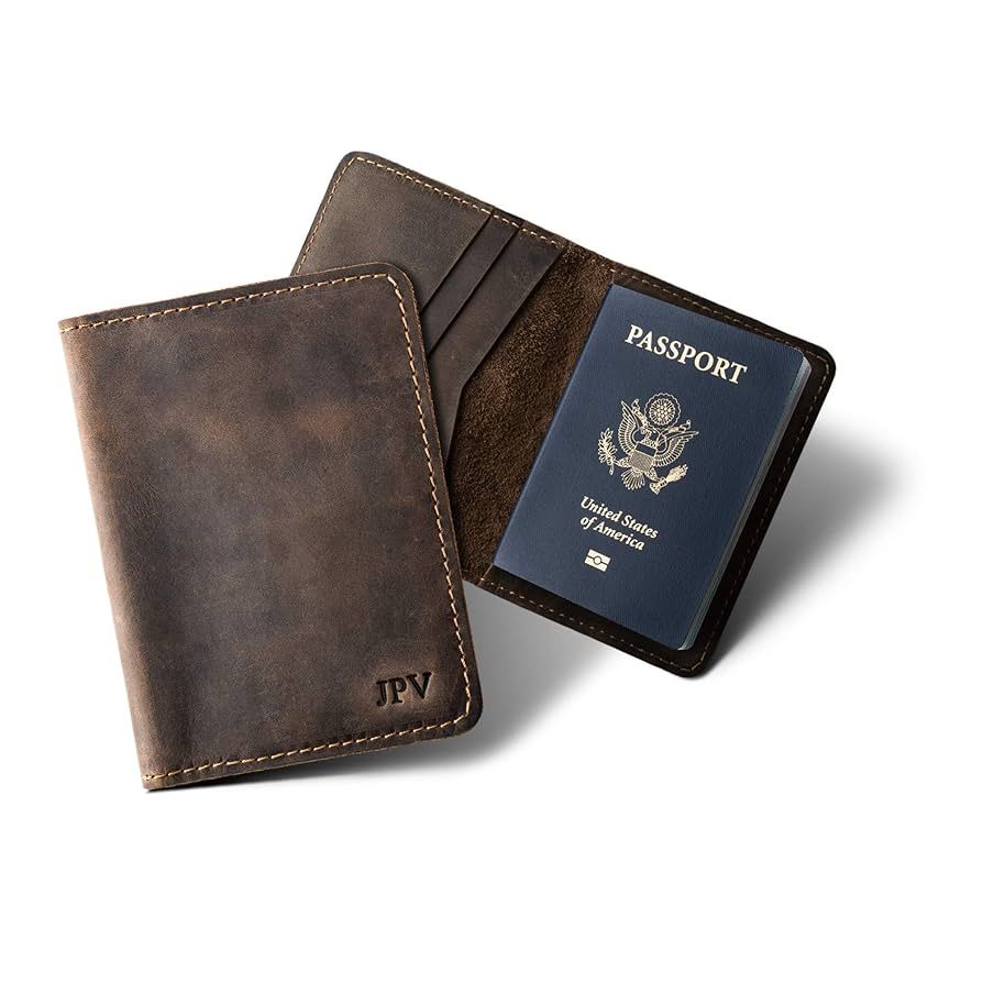PEGAI Personalized Passport Wallet, 100% Soft Touch Rustic Leather, Handmade Travel Document Hold... | Amazon (US)