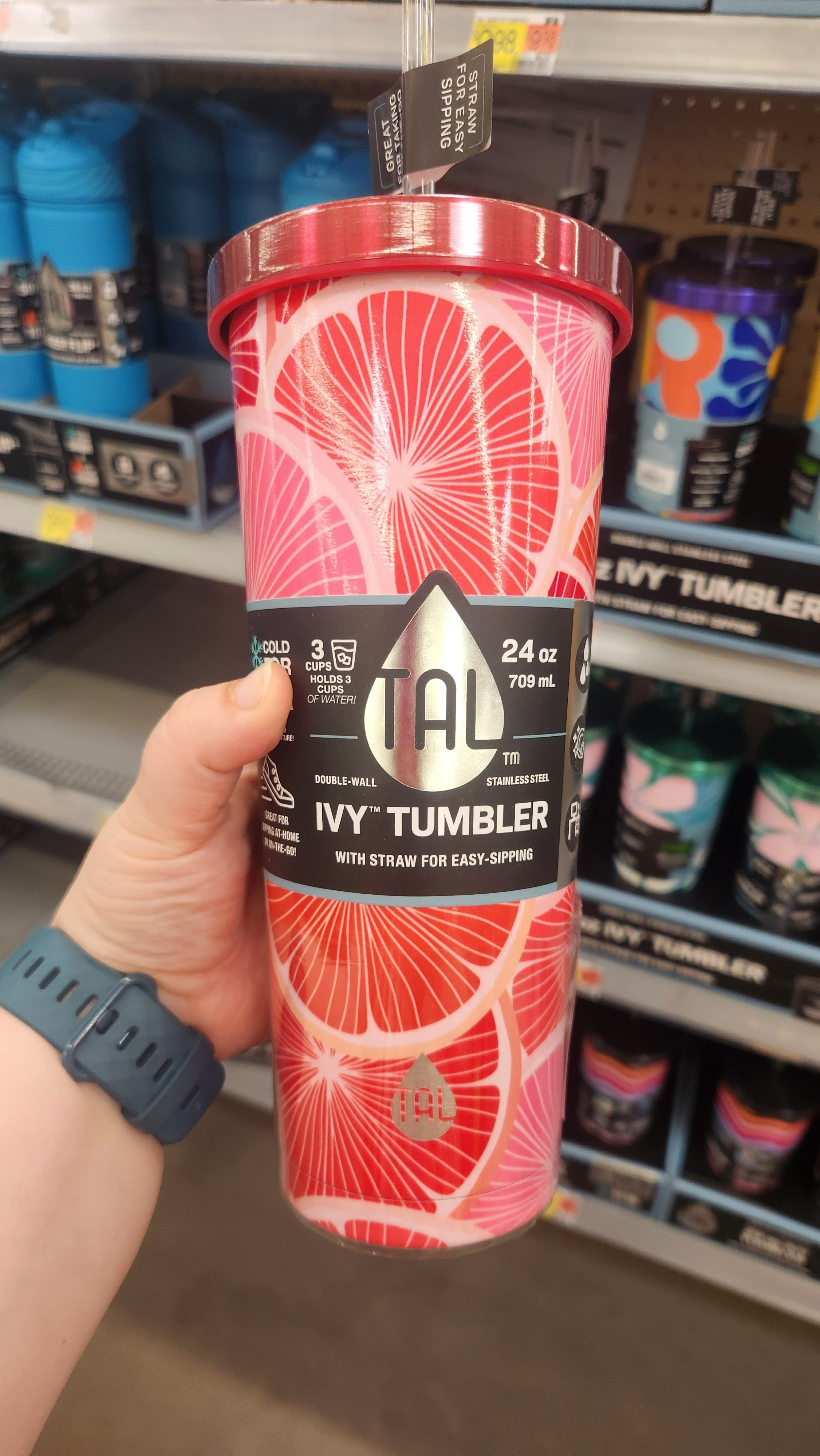Tal 24 oz metal tumblers available at Walmart for under $15, come in several different patterns, including this citrus print. 

#LTKGiftGuide #LTKfindsunder50 #LTKtravel