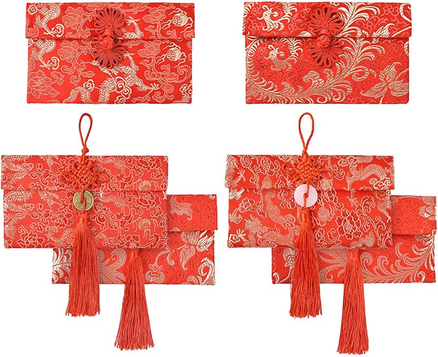 Silk Red Envelope 6PCS New Year Red Envelopes Chinese Red Pocket for Spring Festival Wedding New ... | Amazon (US)