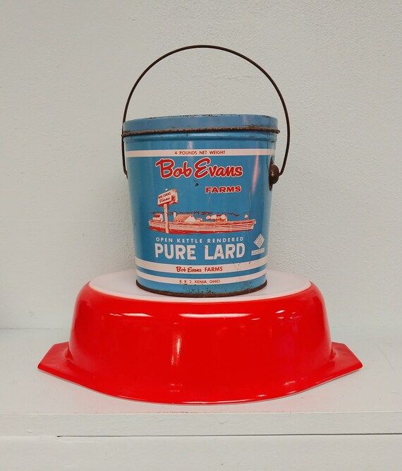 Vintage Bob Evans Farms Lard Tin- 4 Pound Bucket | Etsy (US)