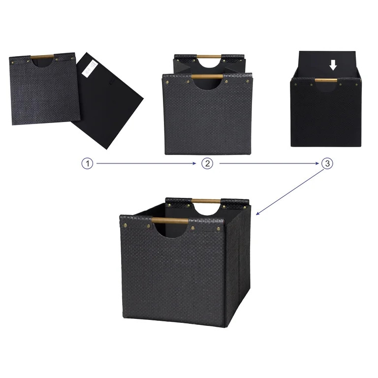Better Homes & Gardens Collapsible Woven Cube Storage Bin, Black | Walmart (US)