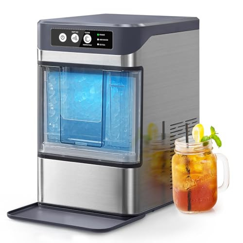 Nugget Ice Maker Coutertop,Chewable Soft Ice Maker Machine,Ready in 6 Mins,41Lbs per Day,Table Top Ice Cube Maker for Home, Self-Cleaning，Stainless Steel,Ideal for Parties, Kitchens, Bars, Offices | Amazon (US)