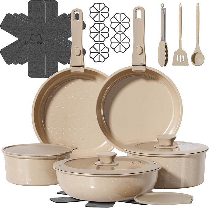23 Pcs Pots and Pans Set Non Stick, Ceramic Cookware Set Non Toxic with Detachable Handles, Healt... | Amazon (US)