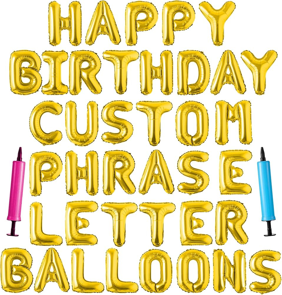 Happy Birthday Balloon Banner Custom Phrase Balloons letter 16 inch Personalized Alphabet Letters... | Amazon (US)