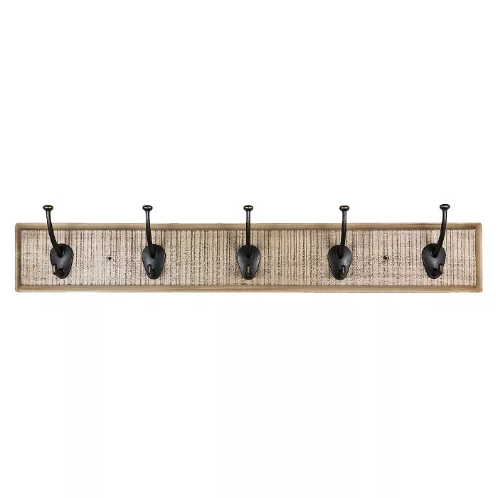 Sumner Street Home Hardware 5 Hook Rustic Wall Coat Rack White/Brass | Target