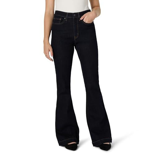 Amazon Essentials Women's Women's High Stretch High-Rise Flare Jean, Rinse, 10 | Amazon (US)