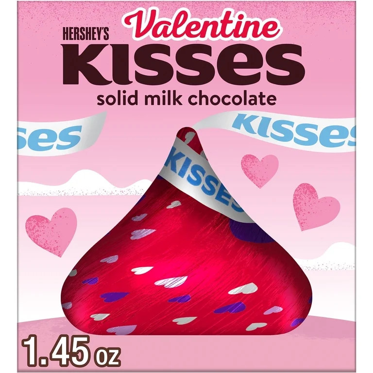 HERSHEY'S KISSES Solid Milk Chocolate, Valentine's Candy Gift Box, 1.45 oz | Walmart (US)