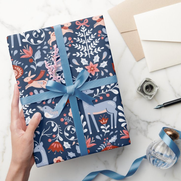 Scandinavian Woodland Animals Christmas Wrapping Paper | Zazzle | Zazzle