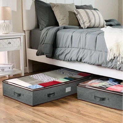 Under Bed Storage Bins - Pack Of 4 Under The Bed Storage Containers For Clothes, Blankets, Winter Clothing, & Shoes - Underbed Storage Containers With | Wayfair North America