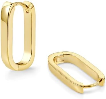 925 Sterling Silver Hoop Earrings for Women Small Square Hypoallergenic 14K Gold Plated Hoop Earr... | Amazon (US)