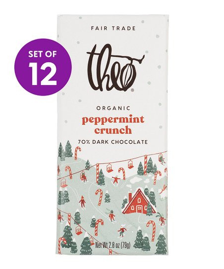 Theo Chocolate 2.8-Oz. Peppermint Crunch 70% Dark Chocolate Bar - Set of 12 | Zulily