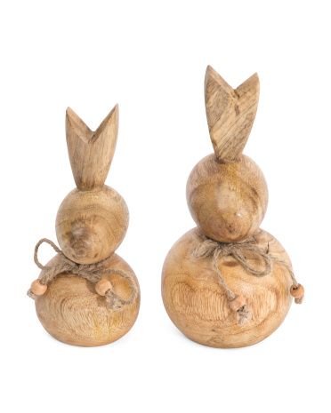 Set Of 2 Wooden Bunnies | TJ Maxx