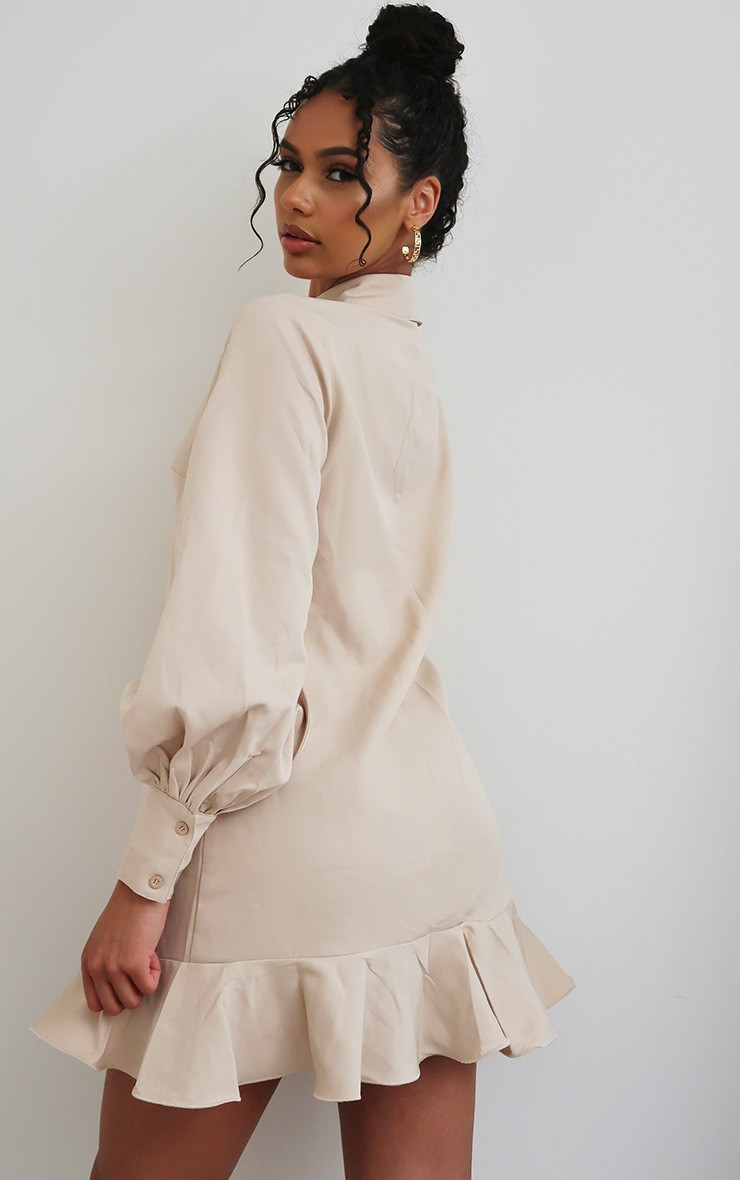 Stone Frill Hem Shirt Dress | PrettyLittleThing US