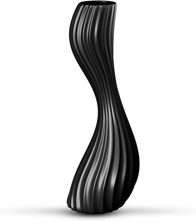 Black Ceramic Vase, 15.7 in Tall Geometric Vase, Tall Flower Vase, Decorative Vases for Room Déc... | Amazon (US)