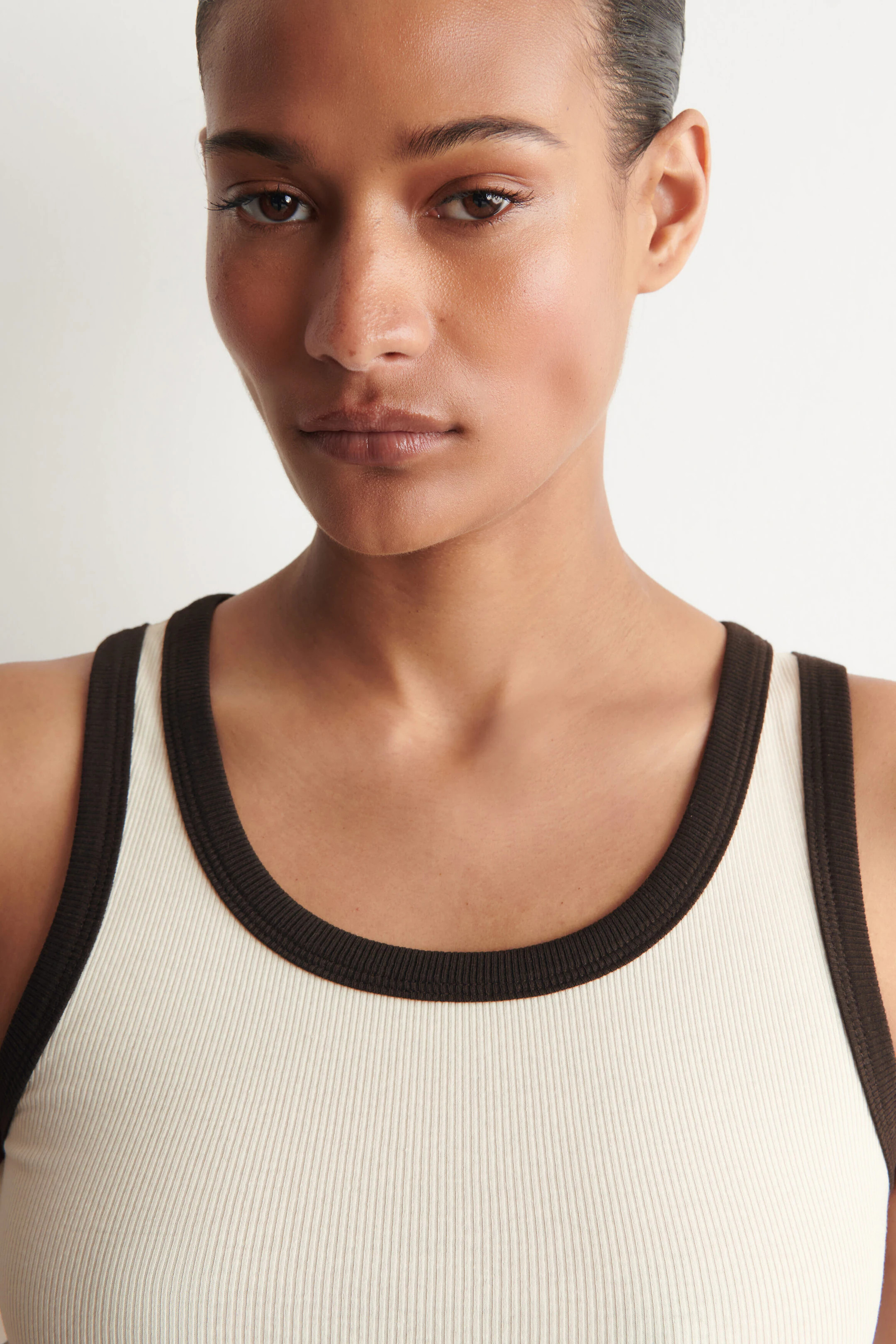 RIBBED COTTON TANK TOP - WHITE / BLACK | COS GB | COS UK