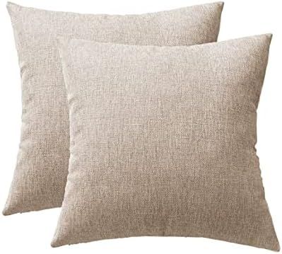 SOFJAGETQ Throw Pillow Covers Linen Textured Farmhouse Vintage Decor Pillowcases Neutral Accent C... | Amazon (US)