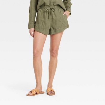 Women's High-rise Linen Pull-on Shorts - Universal Thread™ Olive Green L : Target | Target