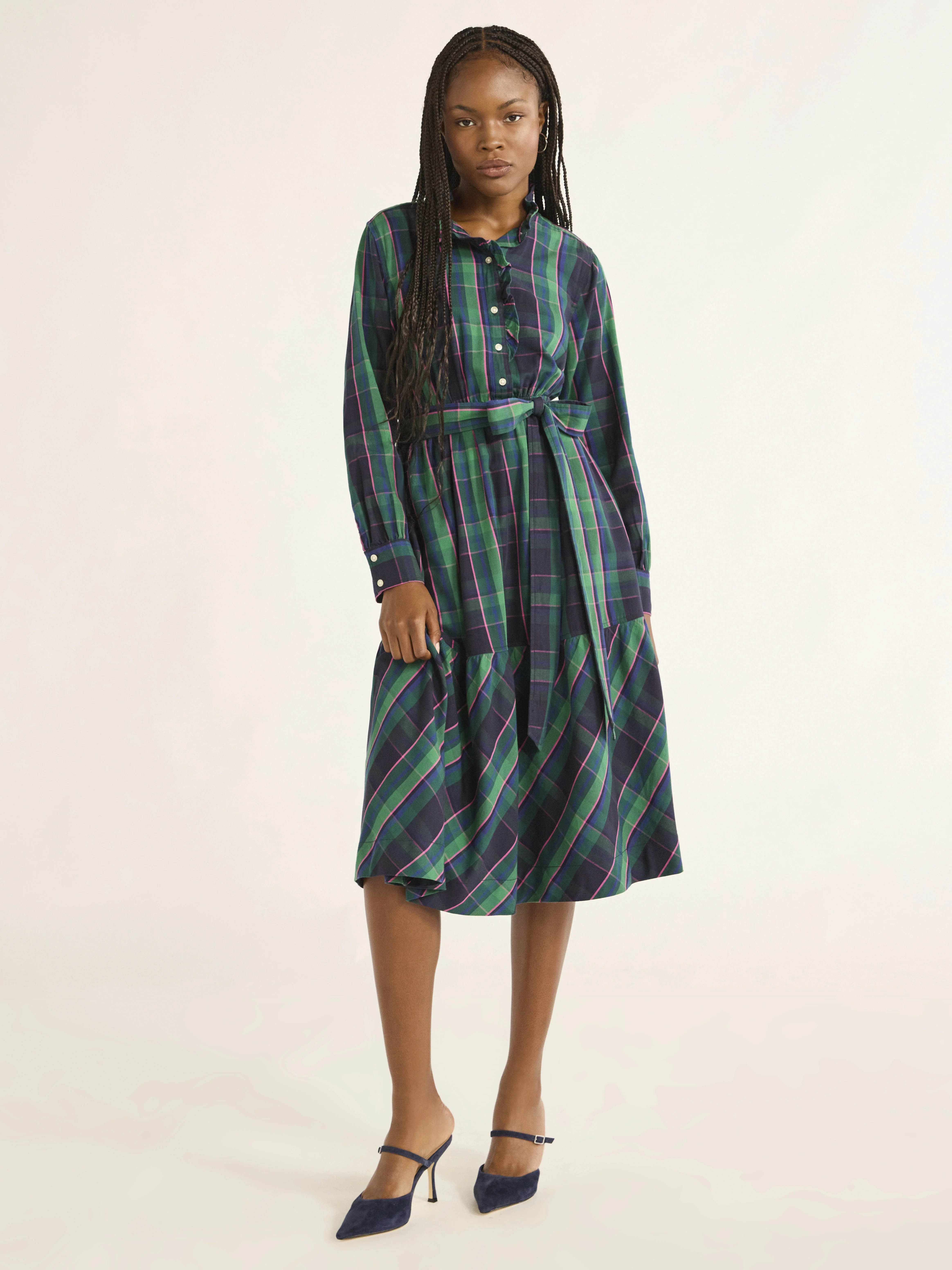 Free Assembly Women’s and Women's Plus Cotton Ruffle Midi Dress with Long Sleeves, Sizes XS-4X | Walmart (US)