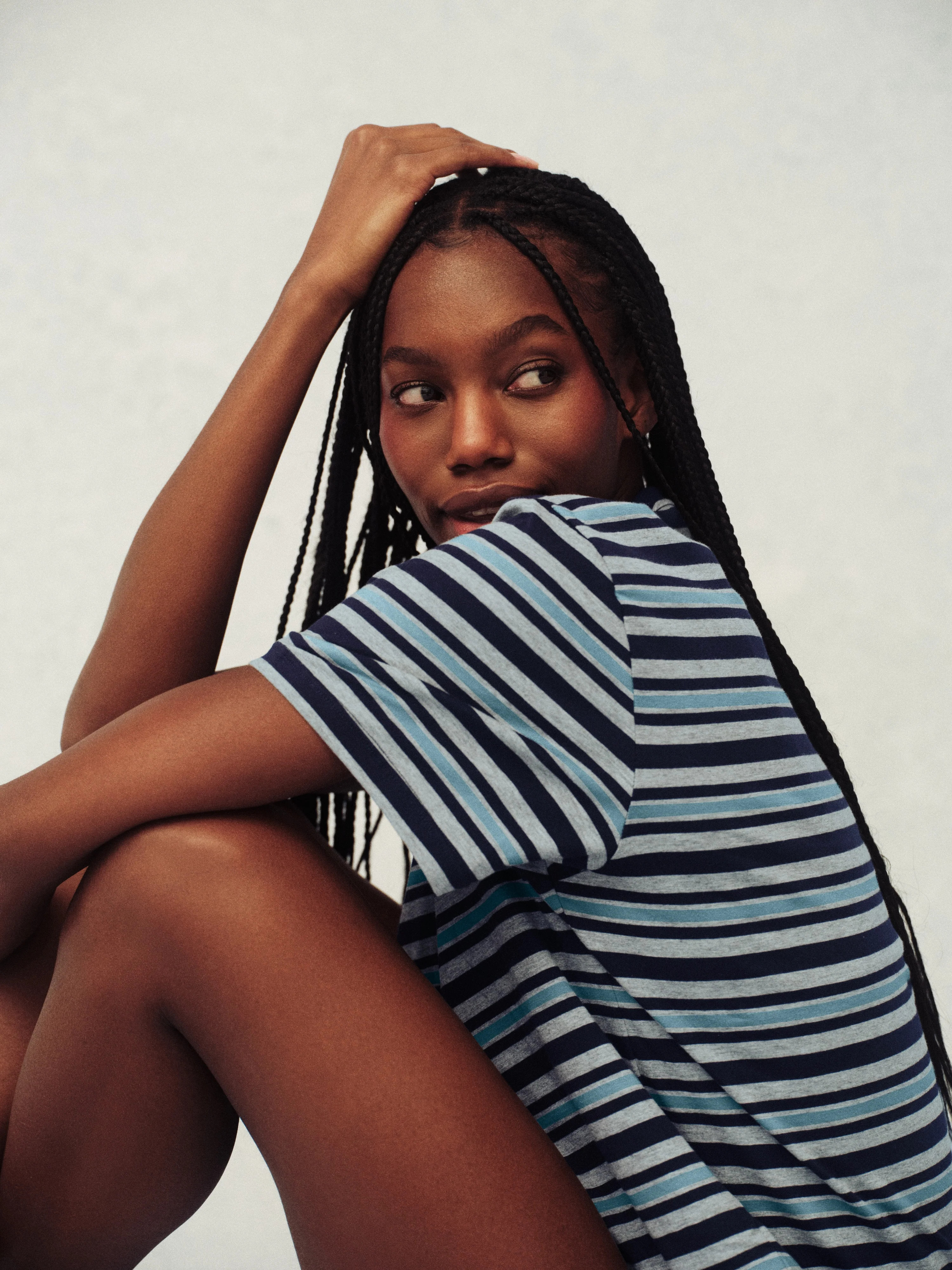 CLASSIC COTTON DAILY STRIPE BOYFRIEND TEE - WASHED | SET Active