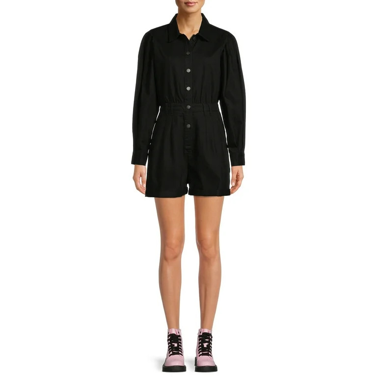 No Boundaries Juniors' Button Front Playsuit | Walmart (US)