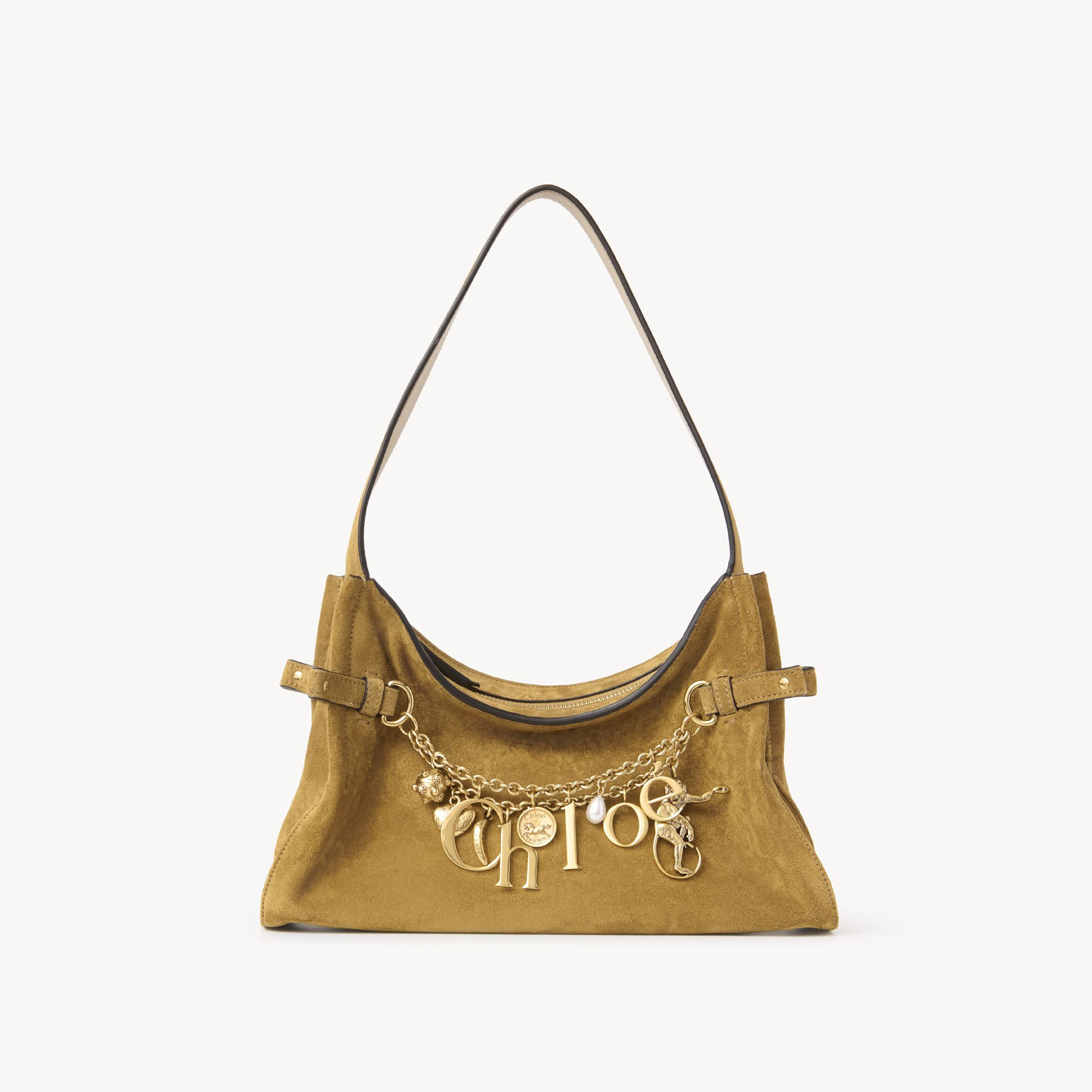 CHLOÉ Chloé Charms hobo bag in suede leather Gold Size OneSize 100% Calf-skin leather | Chloe US