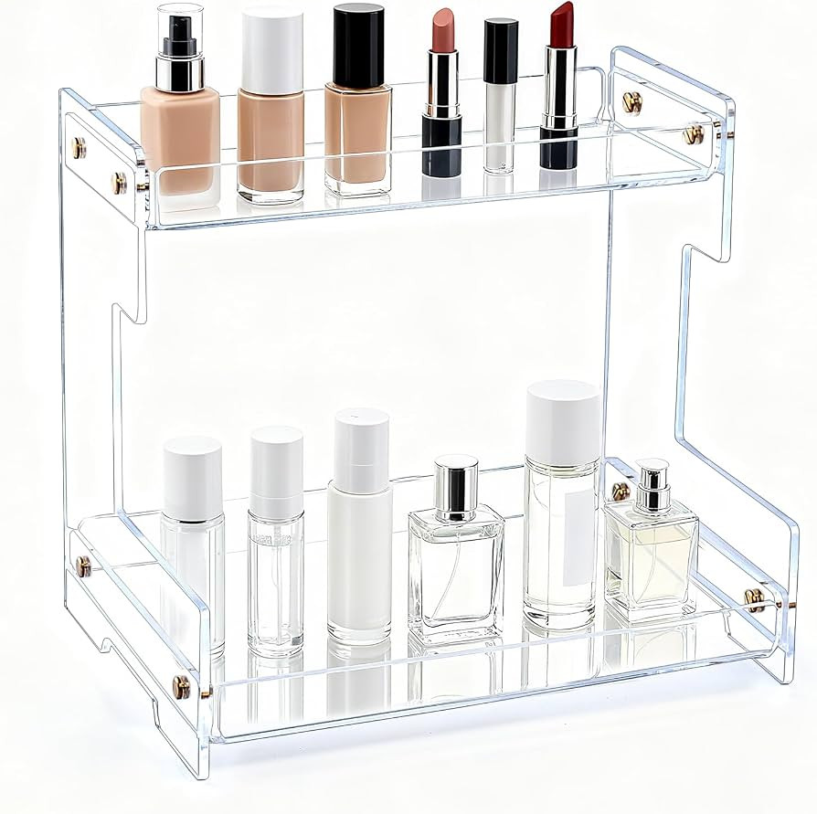 Clear Bathroom Countertop Organizers and Storage,2 Tier Acrylic Cosmetics Stand Vanity Storage Or... | Amazon (US)
