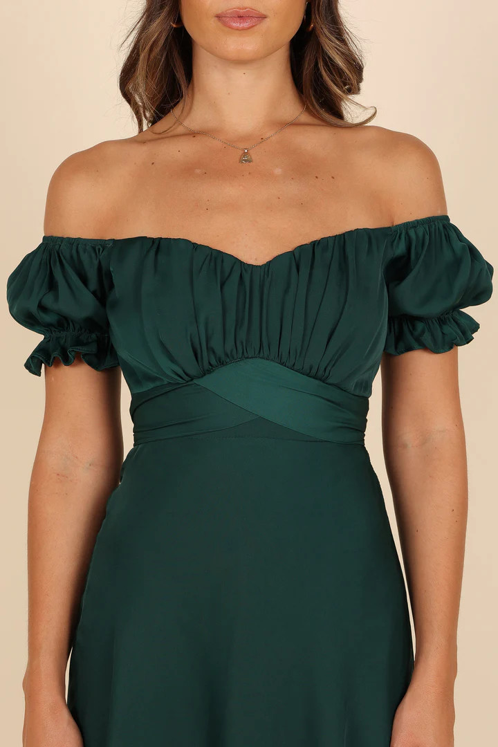 Mickenna Sweetheart Frill Midi Dress - Emerald | Petal & Pup (US)