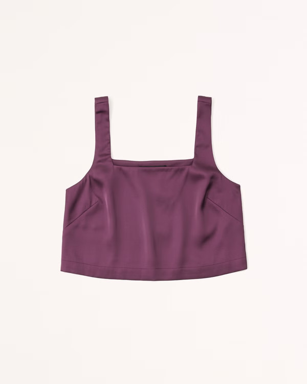 Satin Squareneck Set Top | Abercrombie & Fitch (US)