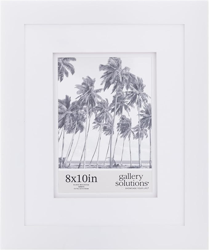Gallery Solutions Wall Mount or Tabletop Picture Frame with Double Mat, 8x10 Matted To 5x7, White | Amazon (US)