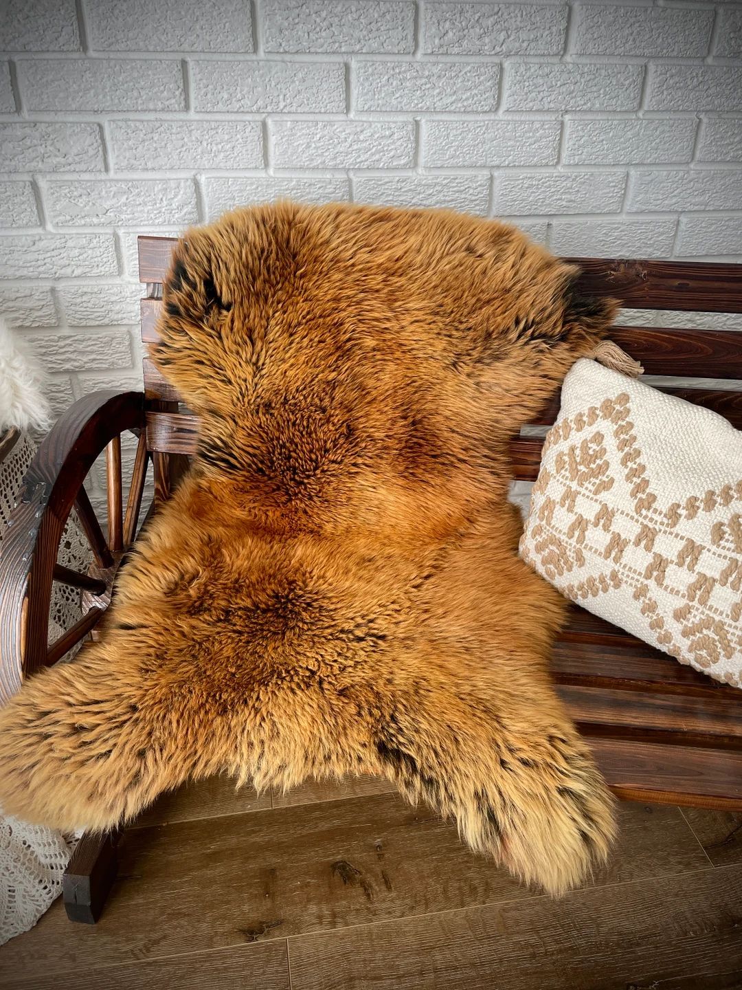 Ginger Flame Follkee Iceland SHEEPSKIN rug | Natural Humanely Sourced | Sheepskin Throw Pet Bed | Etsy (US)