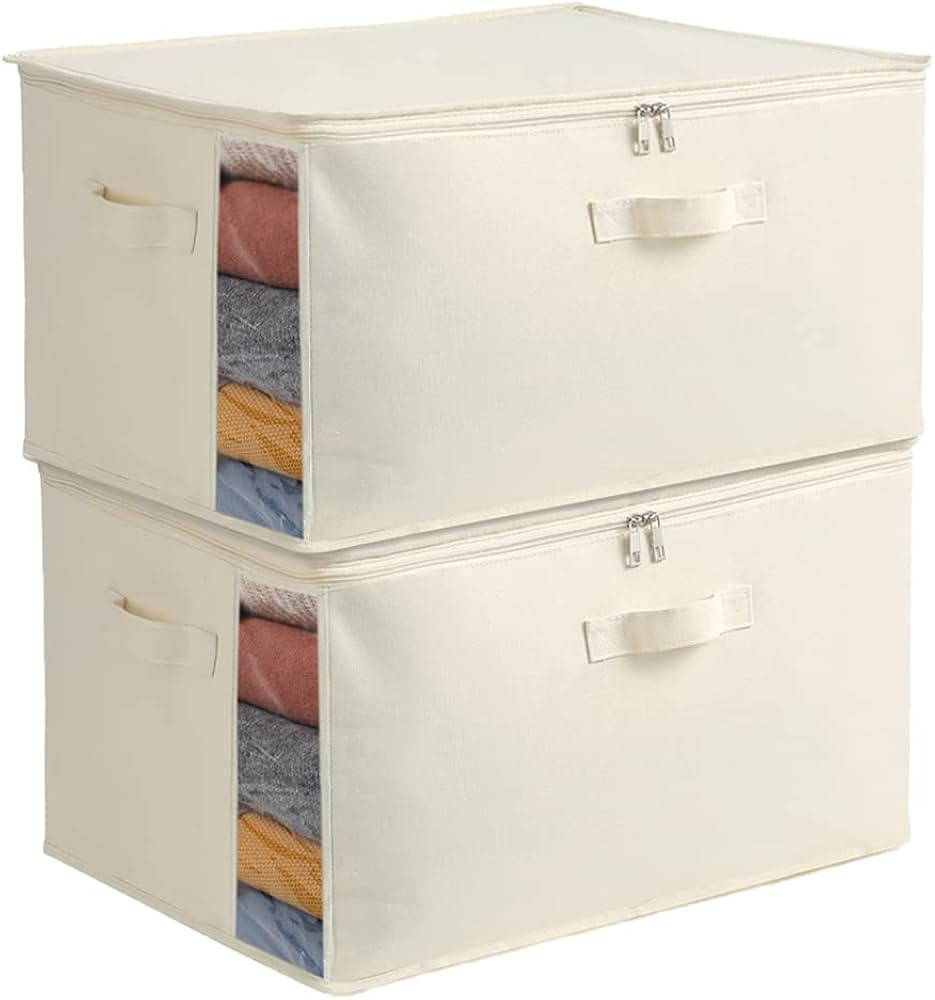 Vailando 2 Pack Large Canvas Comforter Storage Bags Closet Organizer for Clothes Sweater Clothes ... | Amazon (CA)