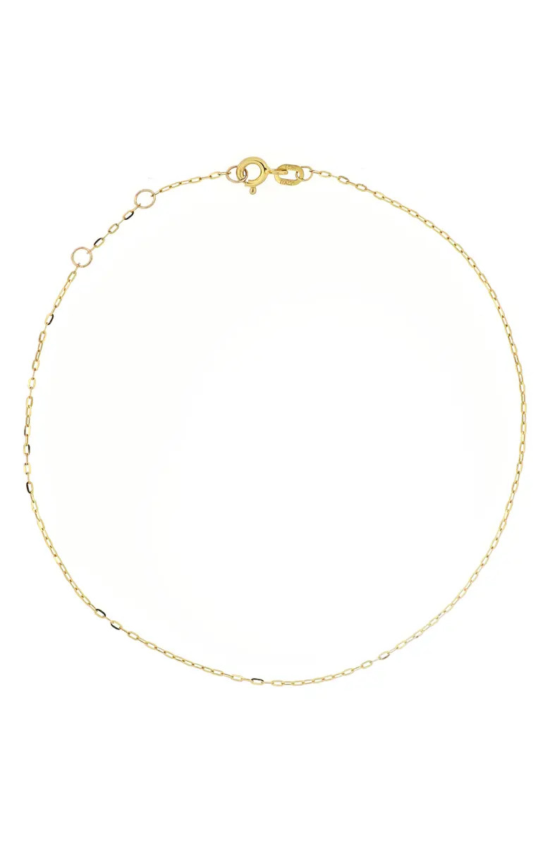 14K Gold Mini Chain Link Anklet | Nordstrom