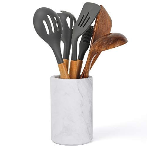 Kitchen Utensil Holder for Countertop Cooking Organizer by ChasBete, Natural Marble Spoon Caddy U... | Amazon (US)