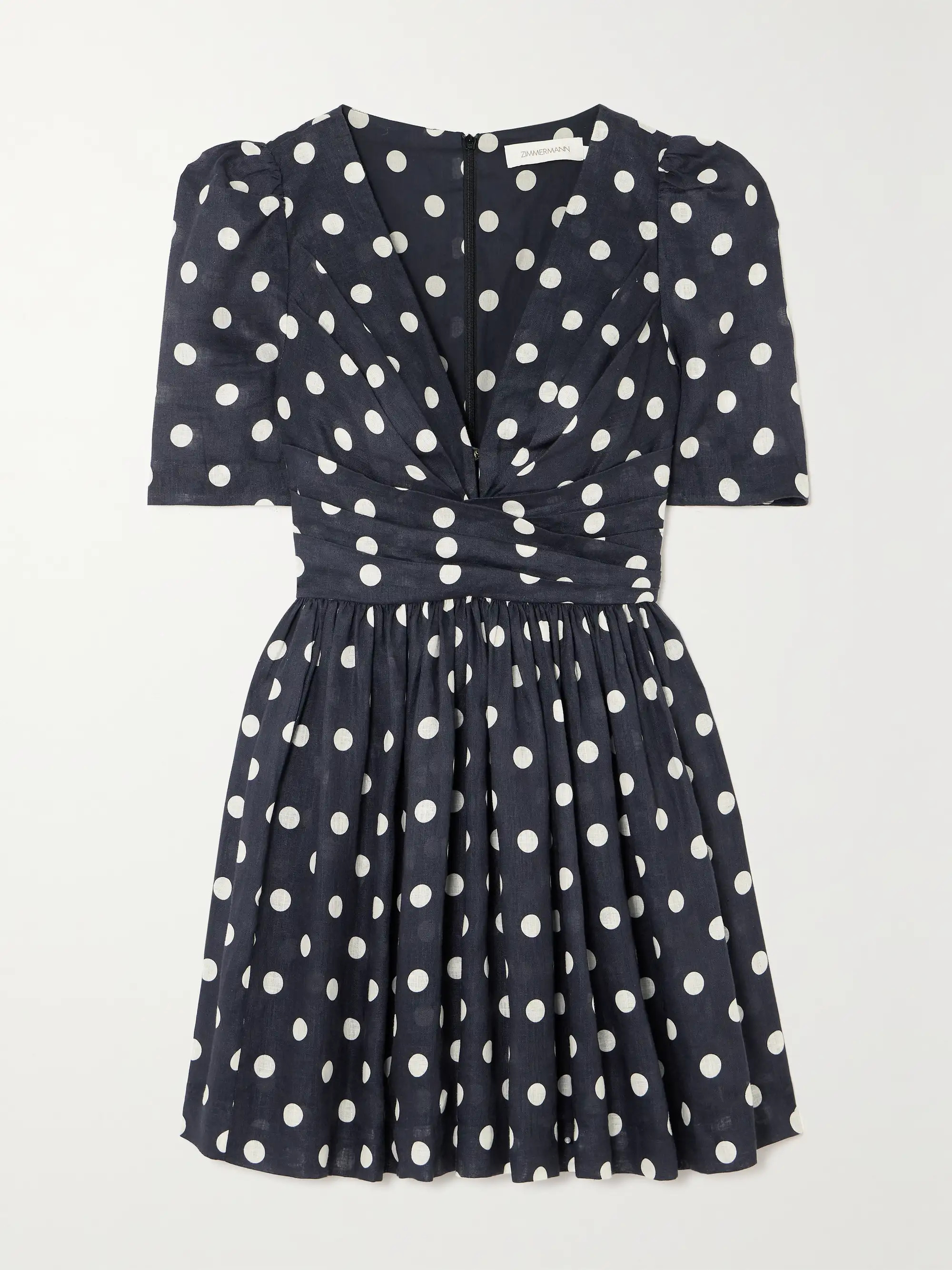 + NET SUSTAIN pleated polka-dot linen mini dress | NET-A-PORTER (US)