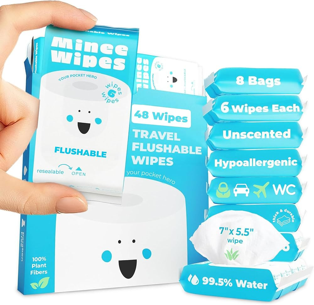 Impossibly Compact Travel Flushable Wipes - 99.5% Water and Aloe - Safe for Sensitive Skin, Hypoa... | Amazon (US)