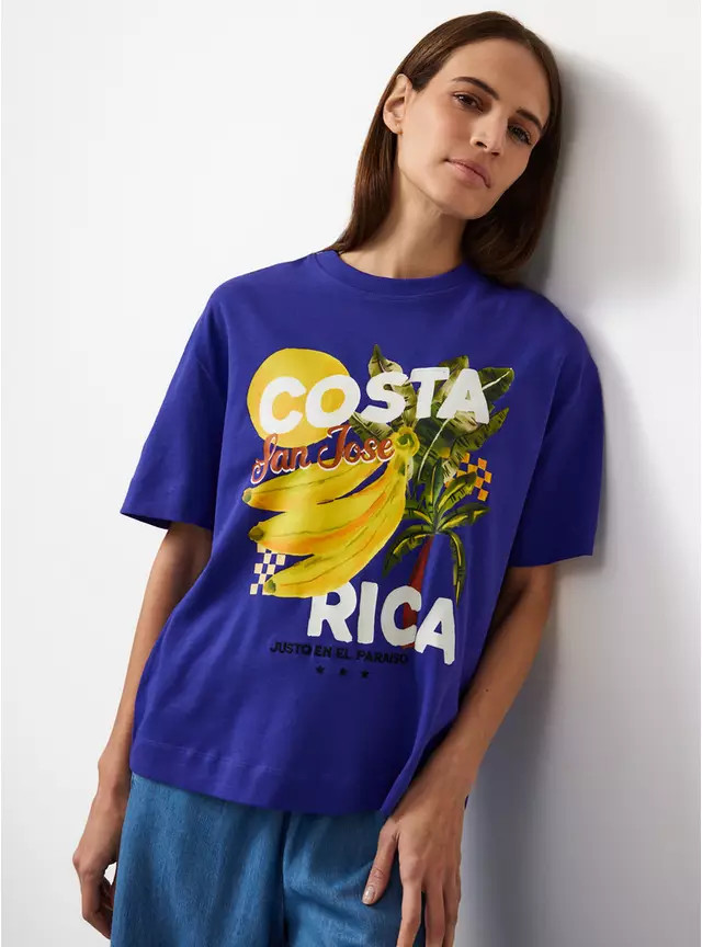 Purple Costa Rica Graphic Oversized Fit T-Shirt L | Tu Clothing