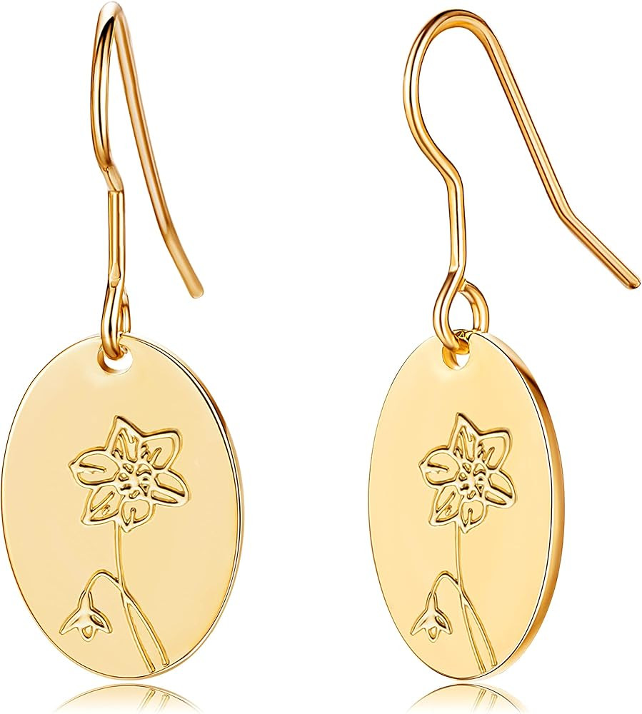 Moodear Christmas Gifts Trendy Earrings for Women - Dainty Flower Dangle Earrings - Minimalist 14... | Amazon (US)