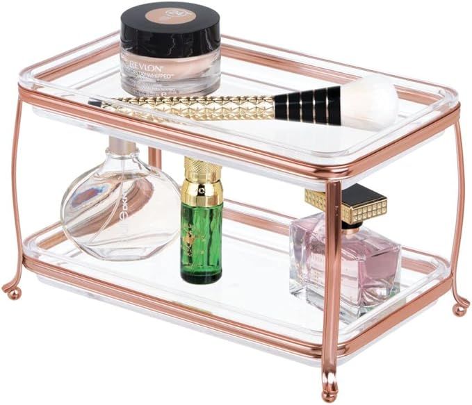 mDesign Decorative Makeup Storage Organizer Vanity Tray for Bathroom Counter Tops, 2 Levels to Ho... | Amazon (US)