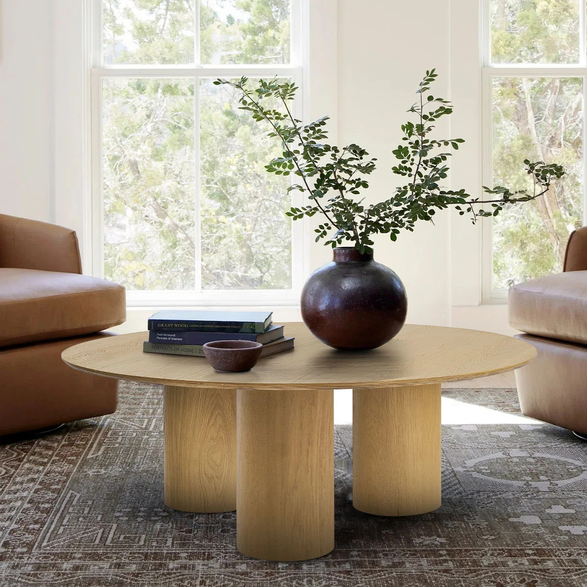 Leviah 40'' W Round Drum Coffee Table | Wayfair North America