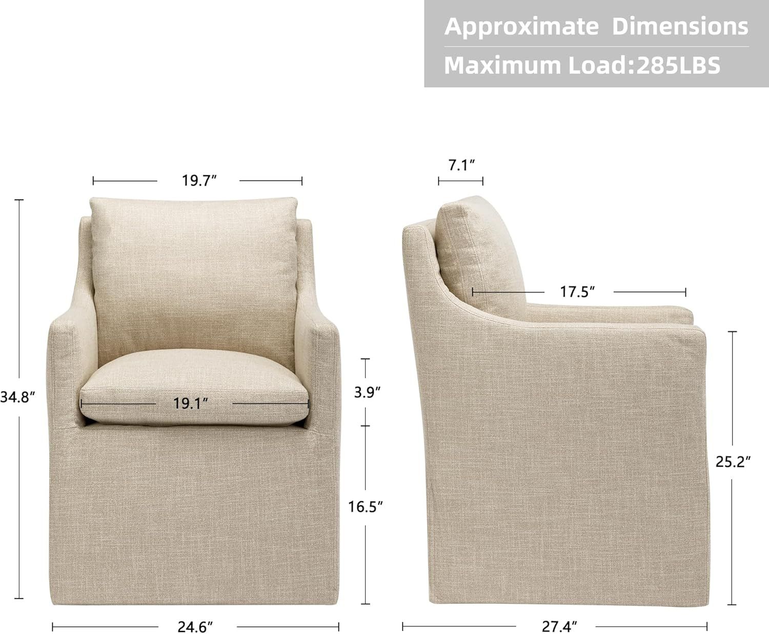 Duhome Upholstered Dining Chair,Linen Accent Chair for Living Room,Single Sofa Chair with 4 Caste... | Amazon (US)