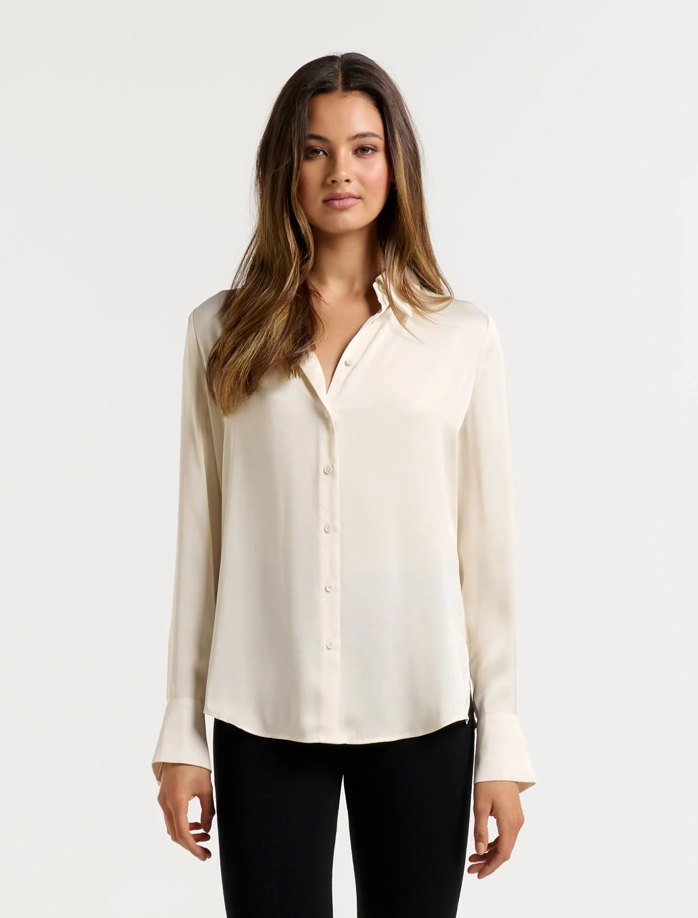 Clara Satin Shirt - Bone - 10 | Ever New (CA)